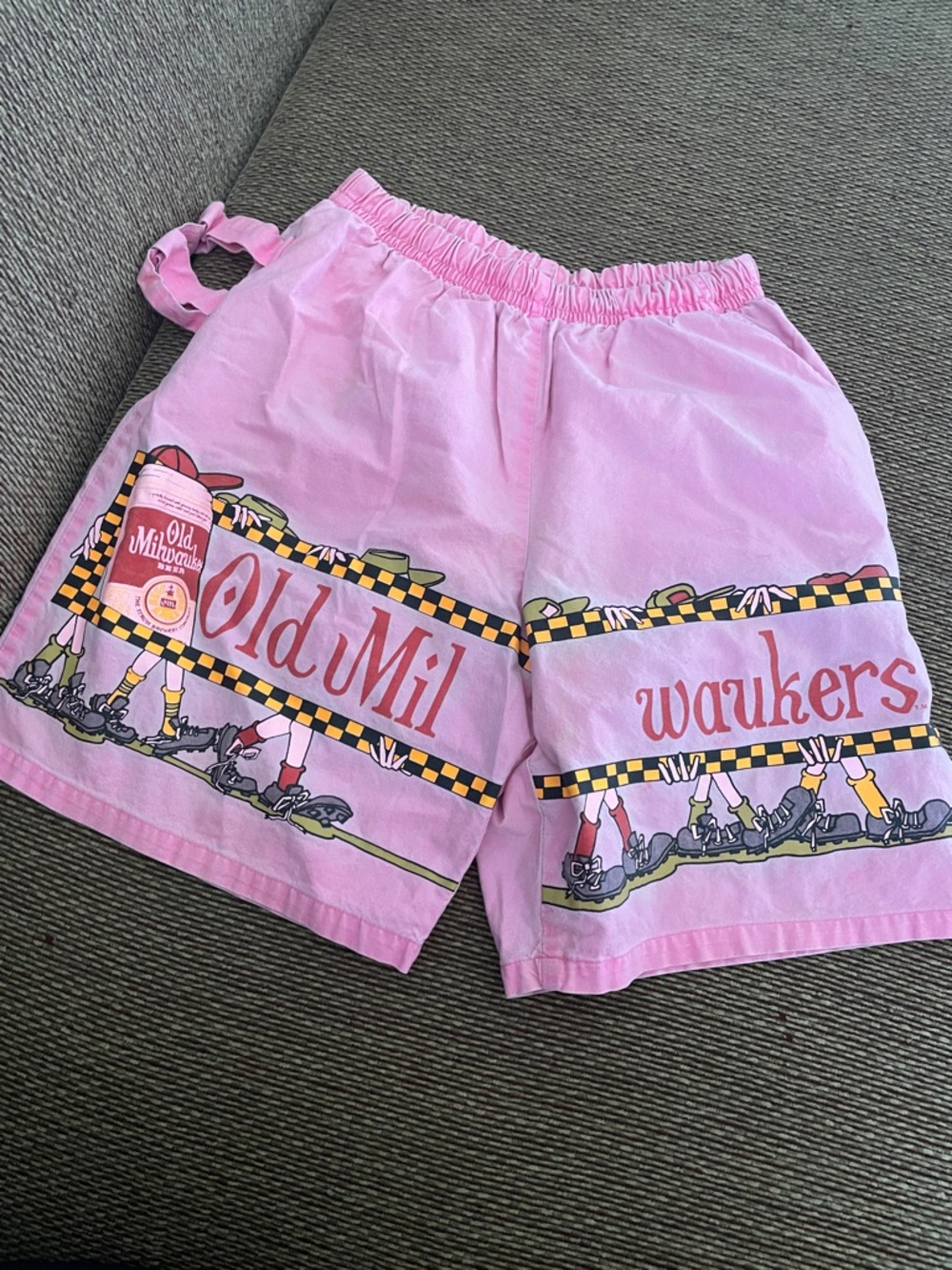 1980s Old Milwaukee BeerWalkers Pink Men’s Flat Front Shorts